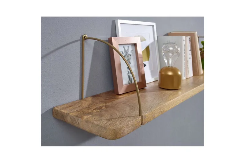 Vegghylle Wohnling massivt tre, metall hylle for oppheng, industriell loftstil 100 cm - 100 cm - Oppbevaring - Hyller - Vegghylle