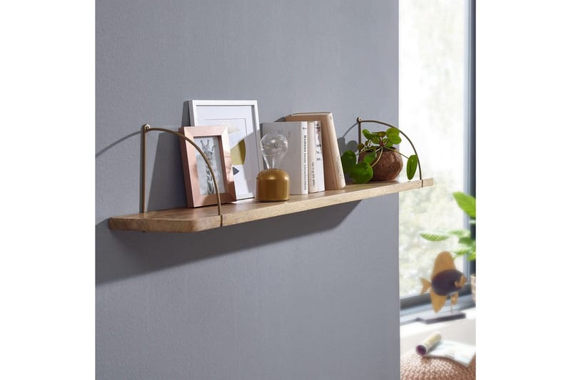 Vegghylle Wohnling massivt tre, metall hylle for oppheng, industriell loftstil 120 cm - 120 cm - Hus & oppussing - Bygg - Gulv, vegg & tak - Gulv & veggkledning - Veggplater