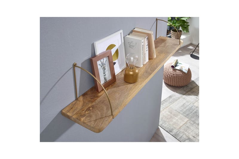Vegghylle Wohnling massivt tre, metall hylle for oppheng, industriell loftstil 120 cm - 120 cm - Hus & oppussing - Bygg - Gulv, vegg & tak - Gulv & veggkledning - Veggplater