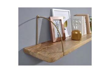 Vegghylle Wohnling massivt tre, metall hylle for oppheng, industriell loftstil 120 cm - 120 cm - Oppbevaring - Hyller - Vegghylle