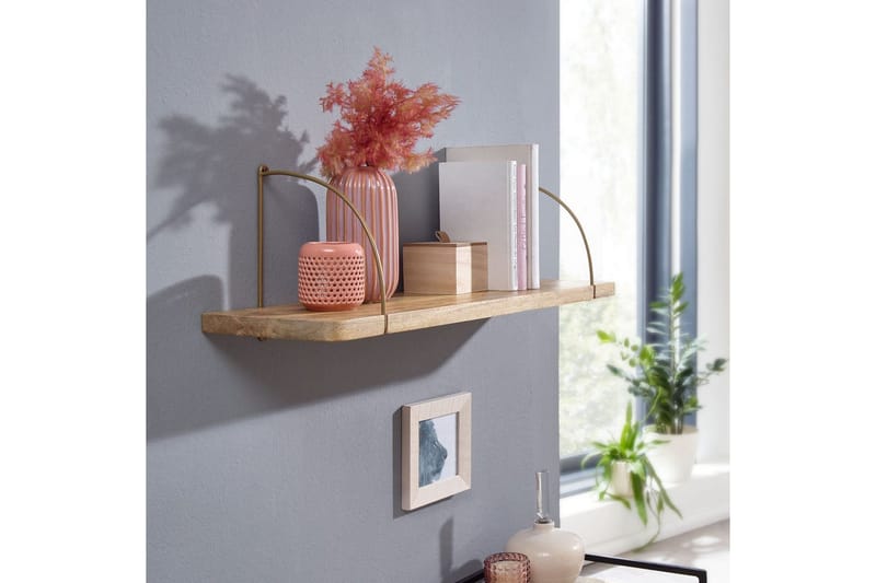 Vegghylle Wohnling massivt tre, metall hylle for oppheng, industriell loftstil 60 cm - 60 cm - Hus & oppussing - Bygg - Gulv, vegg & tak - Gulv & veggkledning - Veggplater