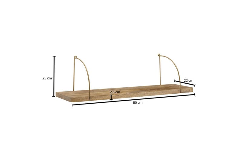 Vegghylle Wohnling massivt tre, metall hylle for oppheng, industriell loftstil 60 cm - 60 cm - Hus & oppussing - Bygg - Gulv, vegg & tak - Gulv & veggkledning - Veggplater