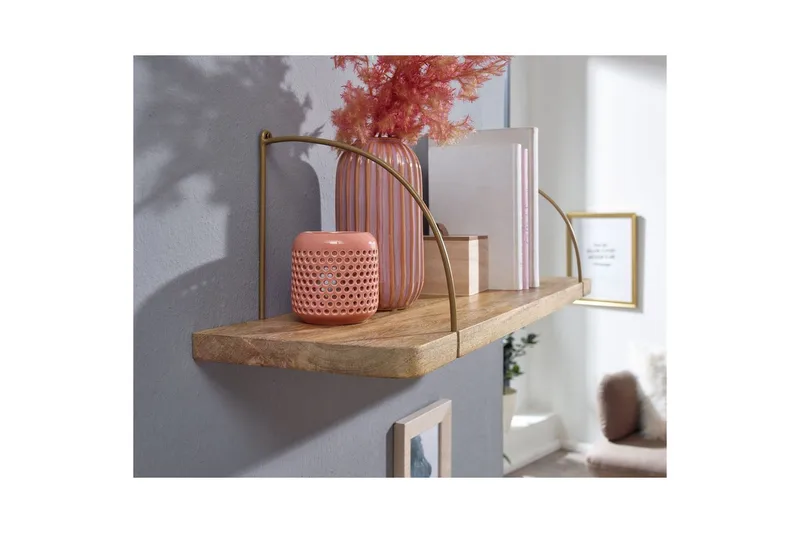 Vegghylle Wohnling massivt tre, metall hylle for oppheng, industriell loftstil 80 cm - 80 cm - Hus & oppussing - Bygg - Gulv, vegg & tak - Gulv & veggkledning - Veggplater