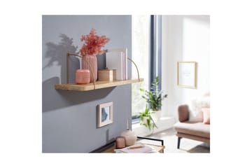 Vegghylle Wohnling massivt tre, metall hylle for oppheng, industriell loftstil 80 cm - 80 cm - Oppbevaring - Hyller - Vegghylle