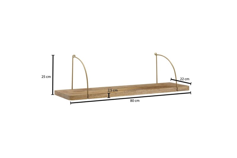 Vegghylle Wohnling massivt tre, metall hylle for oppheng, industriell loftstil 80 cm - 80 cm - Oppbevaring - Hyller - Vegghylle