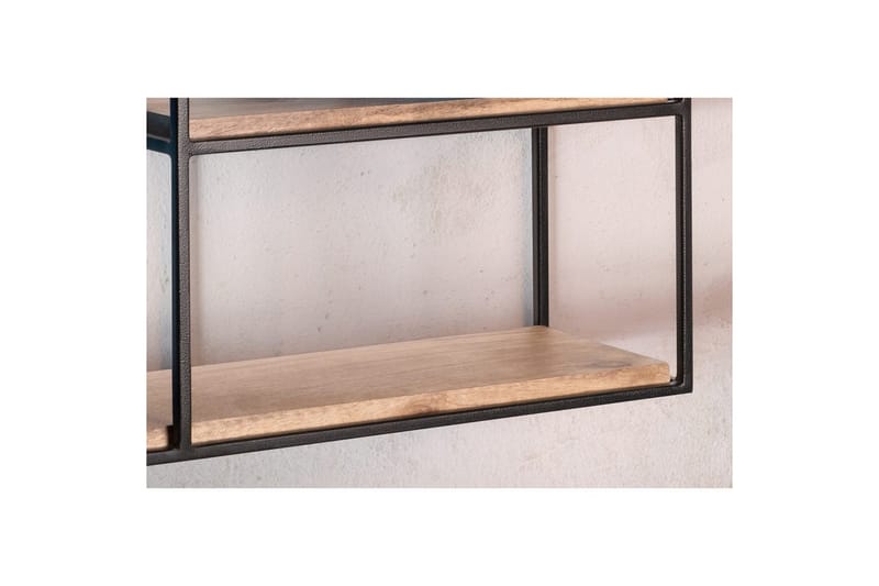 Vegghylle Wohnling Massivt tremetallramme, veggmontert, industriell - Oppbevaring - Hyller - Vegghylle