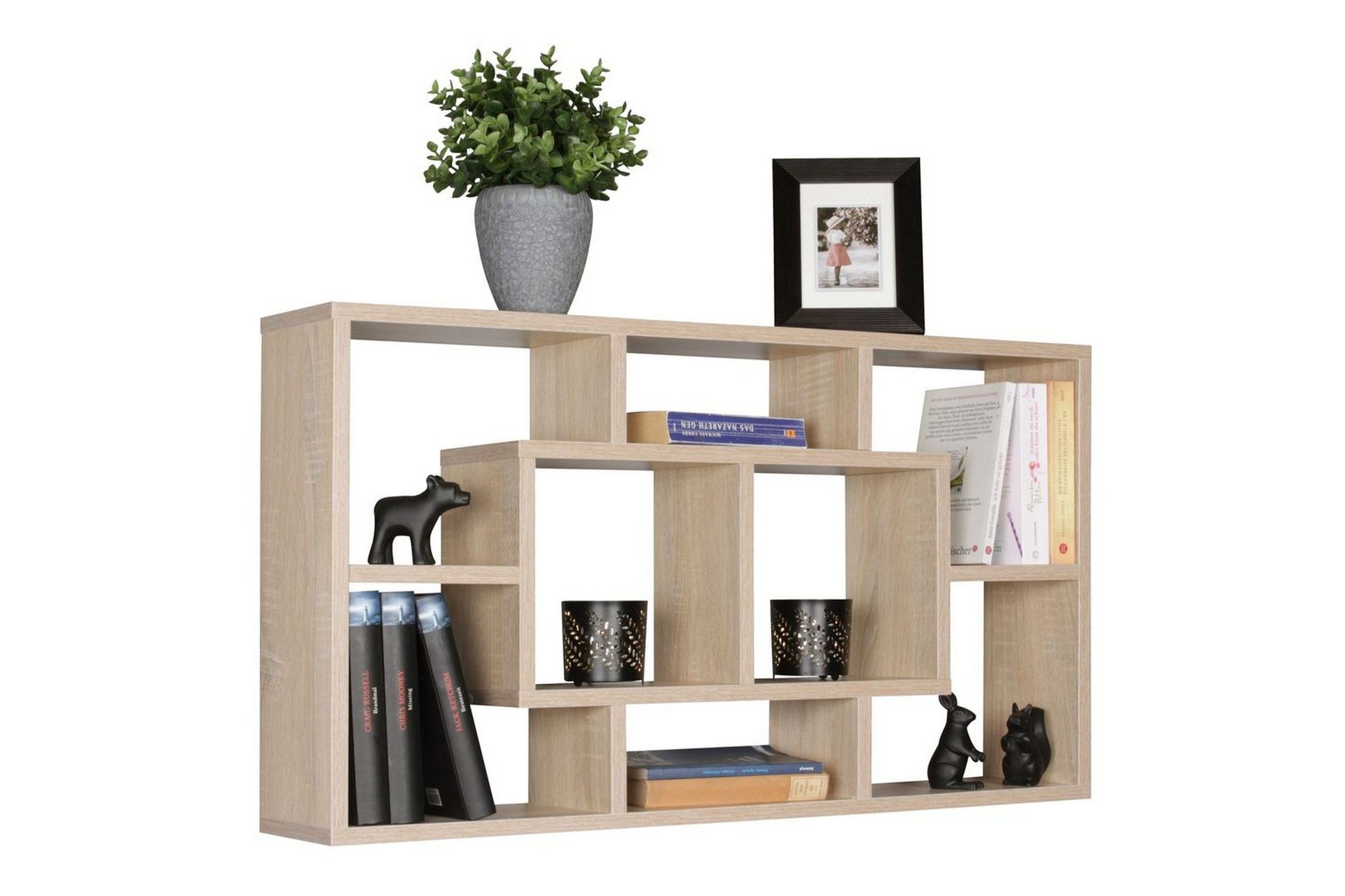 Vegghylle Wohnling PAOLA melaminbelagt MDF, oppbevaringshylle, veggmontert, moderne stil Sonoma - Sonoma