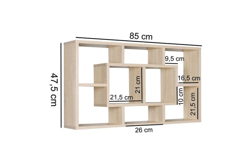 Vegghylle Wohnling PAOLA melaminbelagt MDF, oppbevaringshylle, veggmontert, moderne stil Sonoma - Sonoma - Oppbevaring - Hyller - Vegghylle