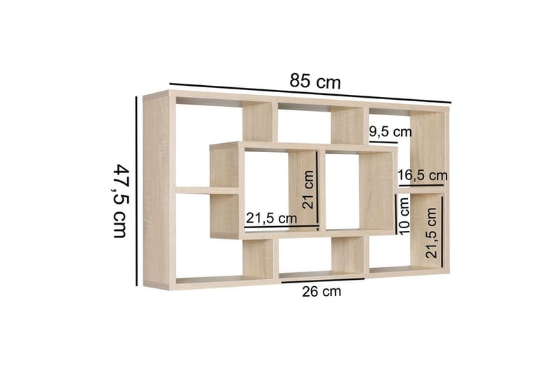 Vegghylle Wohnling PAOLA melaminbelagt MDF, oppbevaringshylle, veggmontert, moderne stil Sonoma - Sonoma - Hus & oppussing - Bygg - Gulv, vegg & tak - Gulv & veggkledning - Veggplater