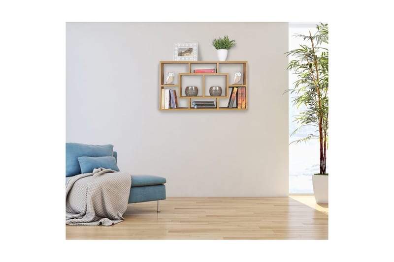 Vegghylle Wohnling PAOLA melaminbelagt MDF, oppbevaringshylle, veggmontert, moderne stil Bøk - Bøk - Hus & oppussing - Bygg - Gulv, vegg & tak - Gulv & veggkledning - Veggplater