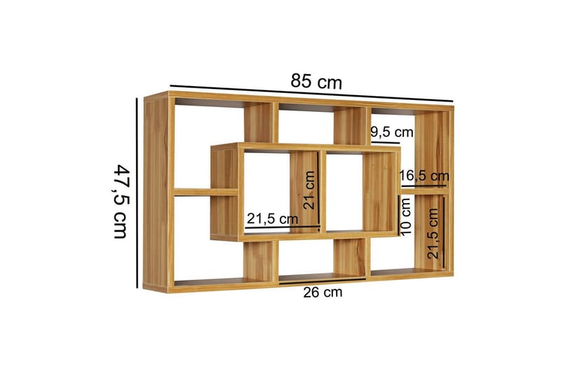 Vegghylle Wohnling PAOLA melaminbelagt MDF, oppbevaringshylle, veggmontert, moderne stil Bøk - Bøk - Hus & oppussing - Bygg - Gulv, vegg & tak - Gulv & veggkledning - Veggplater