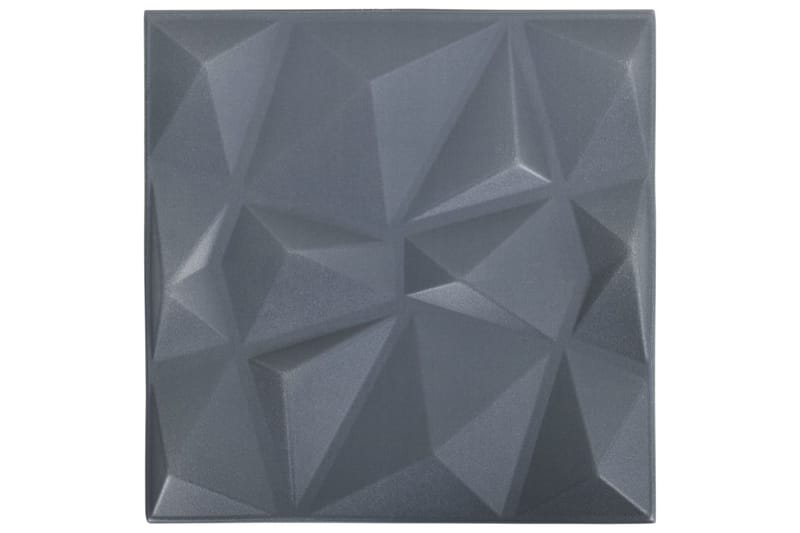 3D-veggpaneler 12 stk 50x50 cm diamant grå 3 m² - Grå - Veggpanel & panelplate - Innvendig panel