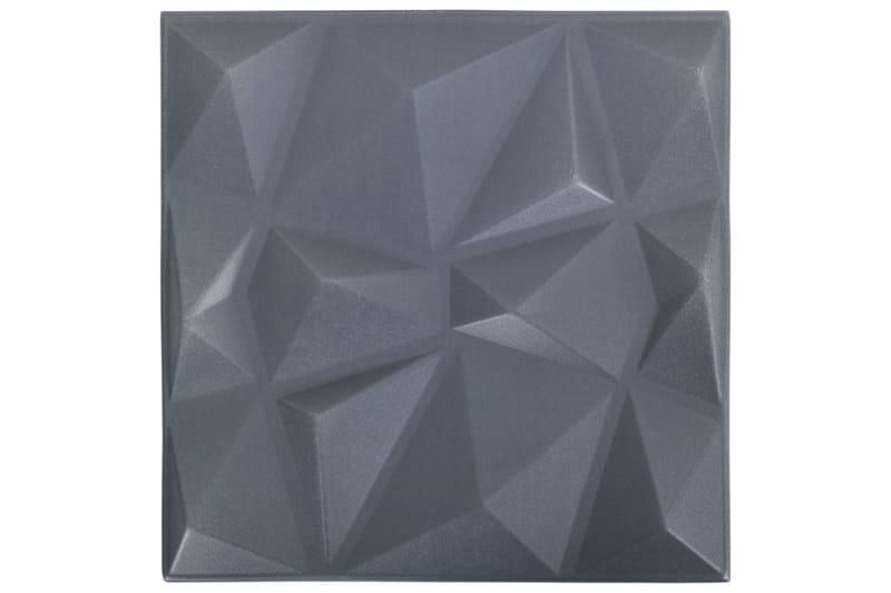 3D-veggpaneler 12 stk 50x50 cm diamant grå 3 m² - Grå - Hus & oppussing - Bygg - Gulv, vegg & tak - Gulv & veggkledning - Veggpanel & panelplate