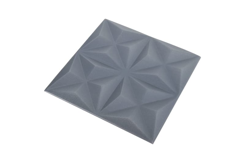 3D-veggpaneler 12 stk 50x50 cm origami grå 3 m² - Grå - Veggpanel & panelplate - Innvendig panel