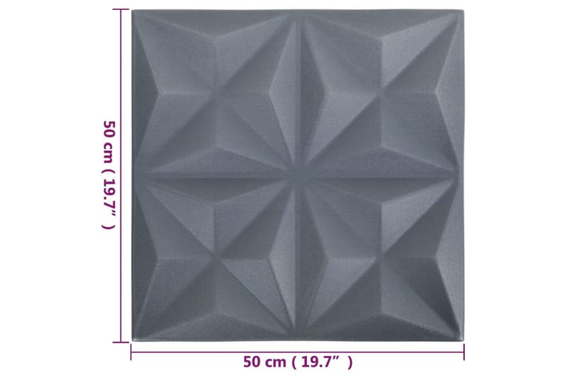 3D-veggpaneler 12 stk 50x50 cm origami grå 3 m² - Grå - Hus & oppussing - Bygg - Gulv, vegg & tak - Gulv & veggkledning - Veggpanel & panelplate