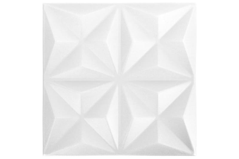 3D-veggpaneler 12 stk 50x50 cm origami hvit 3 m² - Hvit - Veggpanel & panelplate - Innvendig panel