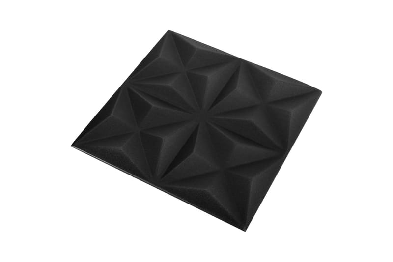 3D-veggpaneler 12 stk 50x50 cm origami svart 3 m² - Svart - Hus & oppussing - Bygg - Gulv, vegg & tak - Gulv & veggkledning - Veggpanel & panelplate