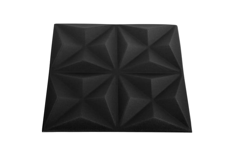 3D-veggpaneler 12 stk 50x50 cm origami svart 3 m² - Svart - Hus & oppussing - Bygg - Gulv, vegg & tak - Gulv & veggkledning - Veggpanel & panelplate