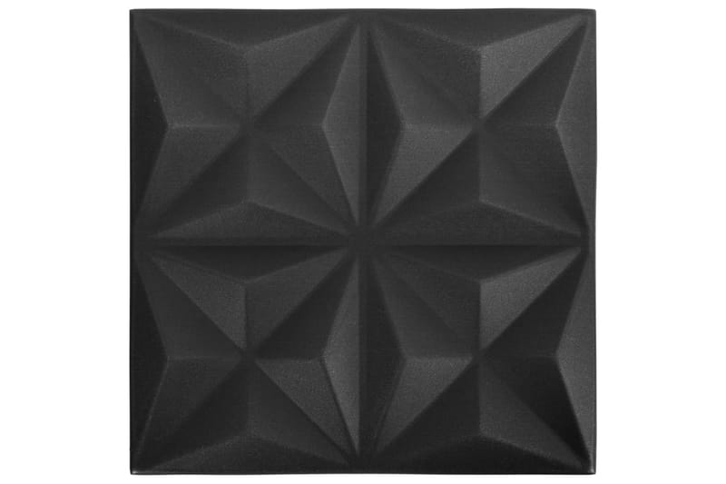 3D-veggpaneler 12 stk 50x50 cm origami svart 3 m² - Svart - Veggpanel & panelplate - Innvendig panel