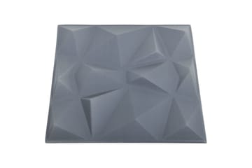 3D-veggpaneler 24 stk 50x50 cm diamant grå 6 m² - Grå - Hus & oppussing - Bygg - Gulv, vegg & tak - Gulv & veggkledning - Veggpanel & panelplate