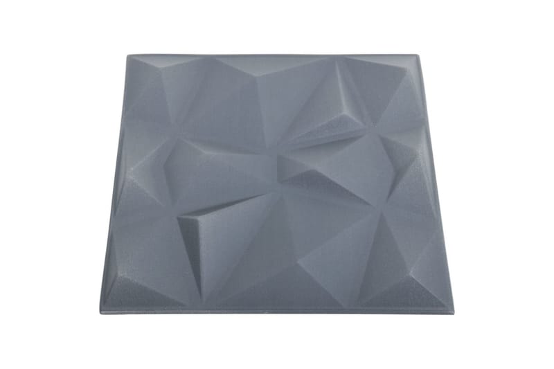 3D-veggpaneler 24 stk 50x50 cm diamant grå 6 m² - Grå - Hus & oppussing - Bygg - Gulv, vegg & tak - Gulv & veggkledning - Veggpanel & panelplate