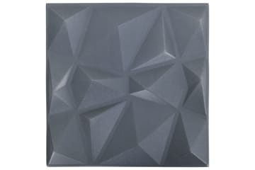 3D-veggpaneler 24 stk 50x50 cm diamant grå 6 m² - Grå - Hus & oppussing - Bygg - Gulv, vegg & tak - Gulv & veggkledning - Veggpanel & panelplate