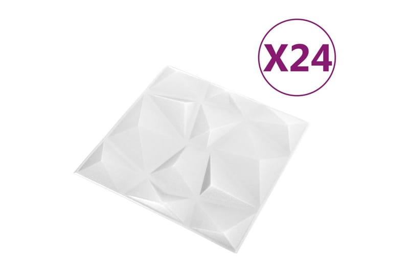 3D-veggpaneler 24 stk 50x50 cm diamant hvit 6 m² - Hvit - Hus & oppussing - Bygg - Gulv, vegg & tak - Gulv & veggkledning - Veggpanel & panelplate