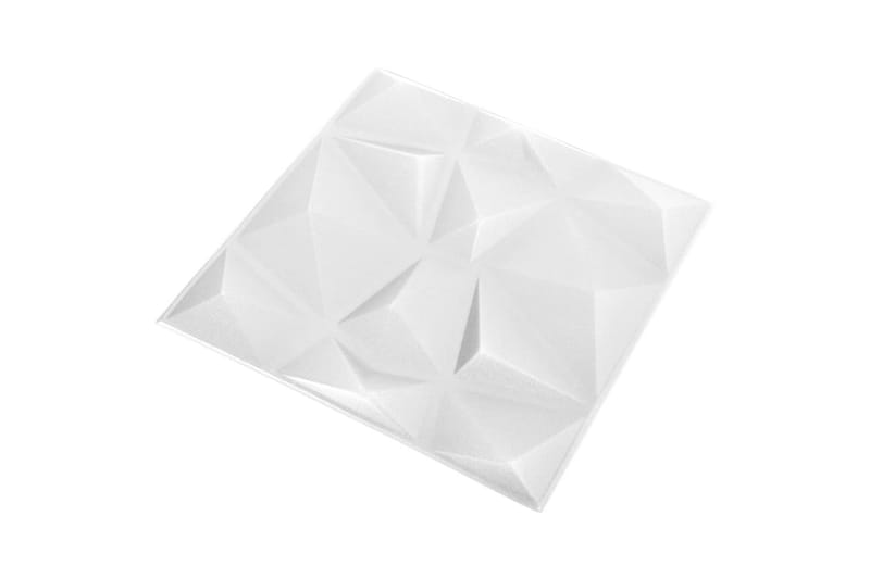 3D-veggpaneler 24 stk 50x50 cm diamant hvit 6 m² - Hvit - Hus & oppussing - Bygg - Gulv, vegg & tak - Gulv & veggkledning - Veggpanel & panelplate