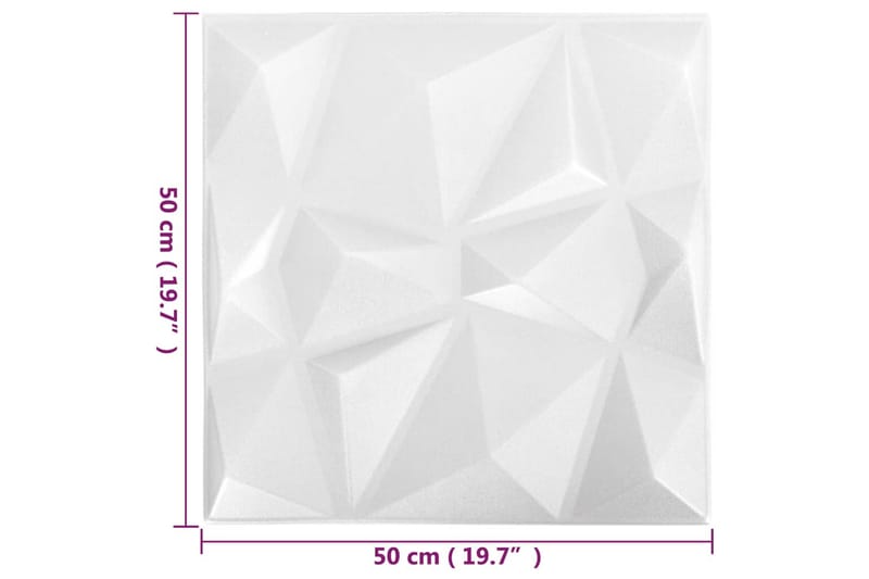 3D-veggpaneler 24 stk 50x50 cm diamant hvit 6 m² - Hvit - Hus & oppussing - Bygg - Gulv, vegg & tak - Gulv & veggkledning - Veggpanel & panelplate