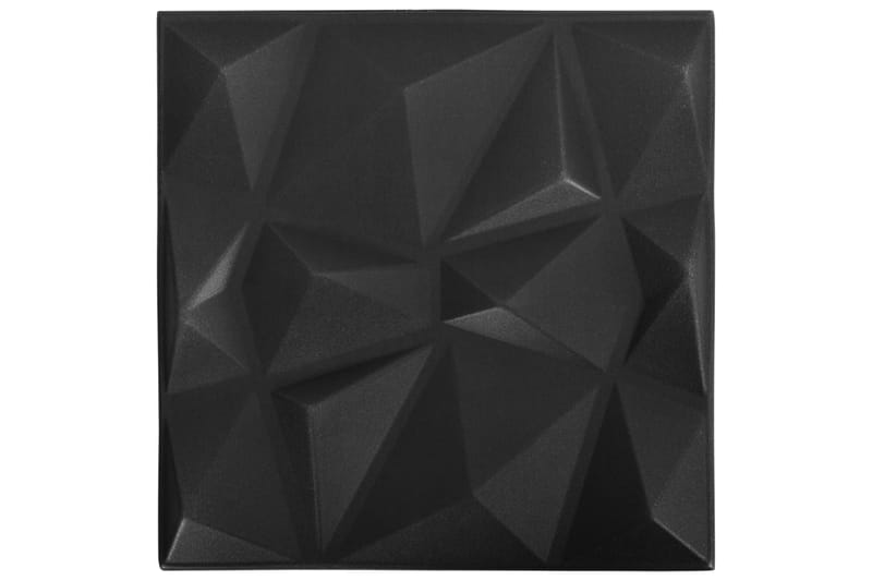 3D-veggpaneler 24 stk 50x50 cm diamant svart 6 m² - Svart - Veggpanel & panelplate - Innvendig panel