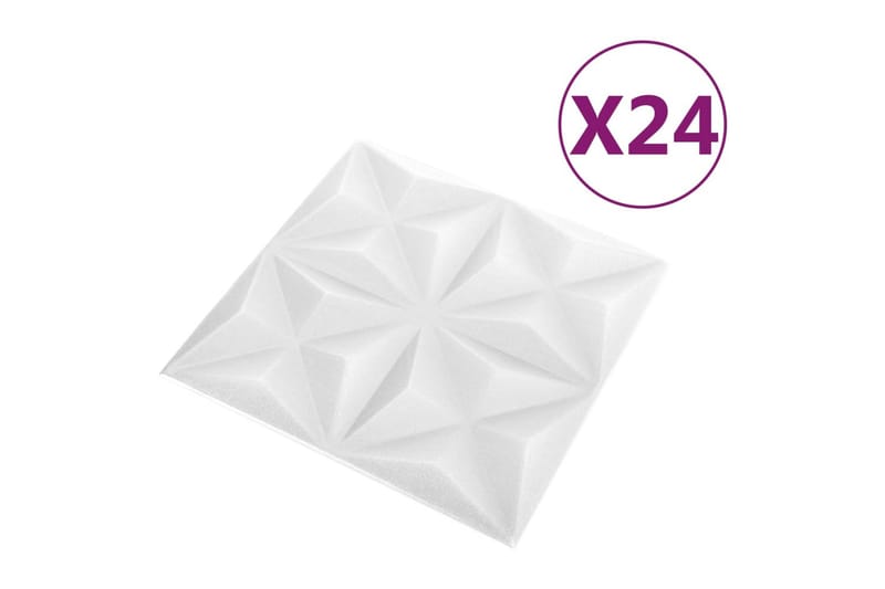 3D-veggpaneler 24 stk 50x50 cm origami hvit 6 m² - Hvit - Hus & oppussing - Bygg - Gulv, vegg & tak - Gulv & veggkledning - Veggpanel & panelplate