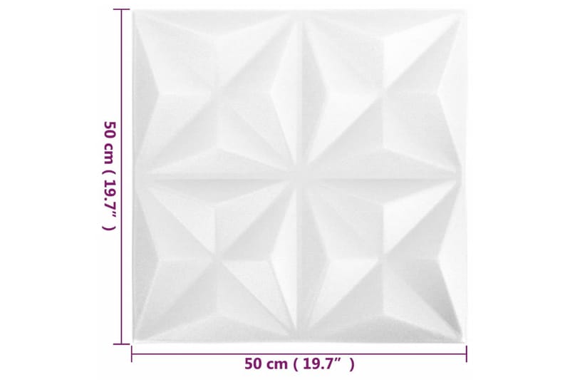 3D-veggpaneler 24 stk 50x50 cm origami hvit 6 m² - Hvit - Hus & oppussing - Bygg - Gulv, vegg & tak - Gulv & veggkledning - Veggpanel & panelplate
