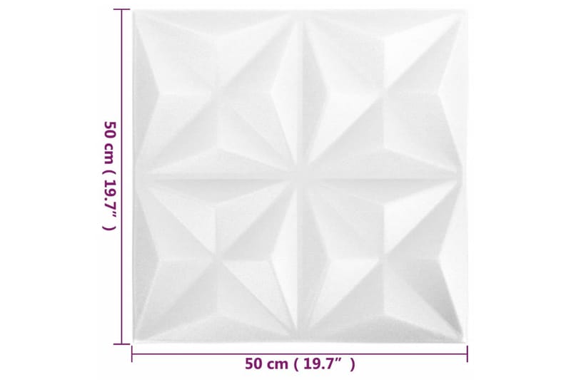 3D-veggpaneler 24 stk 50x50 cm origami hvit 6 m² - Hvit - Veggpanel & panelplate - Innvendig panel
