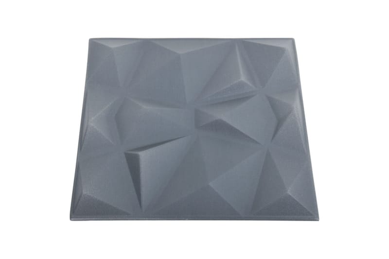 3D-veggpaneler 48 stk 50x50 cm diamant grå 12 m² - Grå - Hus & oppussing - Bygg - Gulv, vegg & tak - Gulv & veggkledning - Veggpanel & panelplate