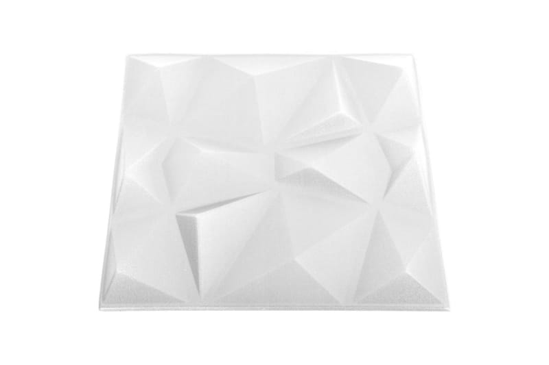 3D-veggpaneler 48 stk 50x50 cm diamant hvit 12 m² - Hvit - Veggpanel & panelplate - Innvendig panel