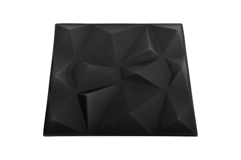 3D-veggpaneler 48 stk 50x50 cm diamant svart 12 m² - Svart - Hus & oppussing - Bygg - Gulv, vegg & tak - Gulv & veggkledning - Veggpanel & panelplate