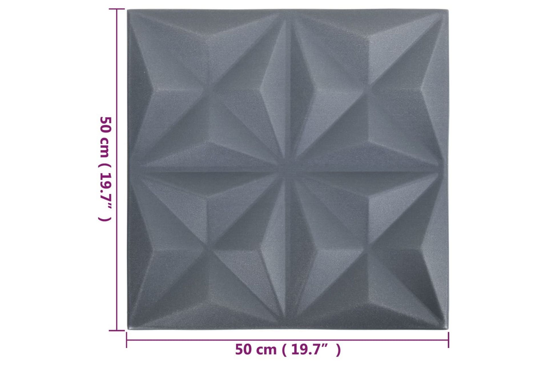 3D-veggpaneler 48 stk 50x50 cm origami grå 12 m² - Grå - Hus & oppussing - Bygg - Gulv, vegg & tak - Gulv & veggkledning - Veggpanel & panelplate