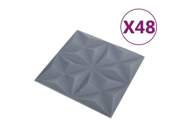 3D-veggpaneler 48 stk 50x50 cm origami grå 12 m² - Grå - Hus & oppussing - Bygg - Gulv, vegg & tak - Gulv & veggkledning - Veggpanel & panelplate