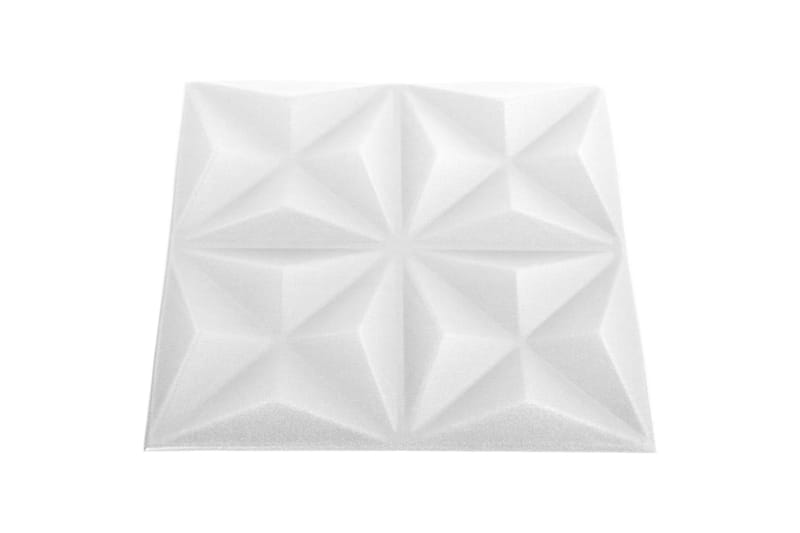 3D-veggpaneler 48 stk 50x50 cm origami hvit 12 m² - Hvit - Veggpanel & panelplate - Innvendig panel
