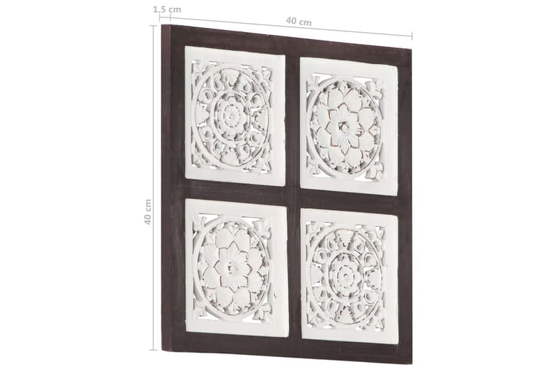 Håndskåret veggpanel MDF 40x40x1,5 cm brun og hvit - Brun - Veggpanel & panelplate - Innvendig panel