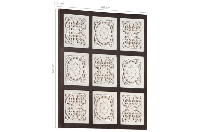 Håndskåret veggpanel MDF 60x60x1,5 cm brun og hvit - Brun - Veggpanel & panelplate - Innvendig panel