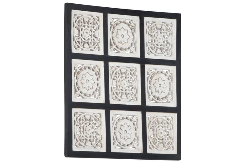 Håndskåret veggpanel MDF 60x60x1,5 cm svart og hvit - Svart - Innvendig panel - Veggpanel & panelplate