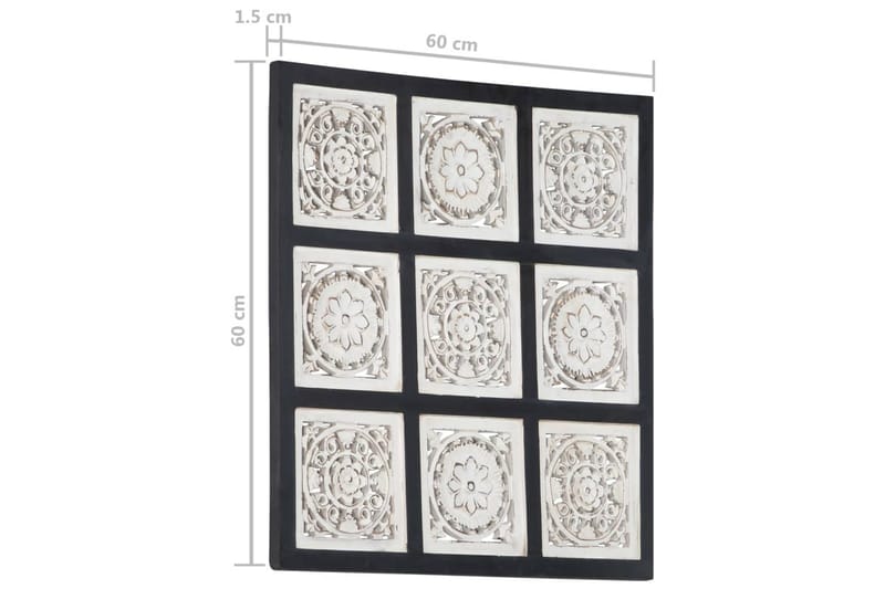 Håndskåret veggpanel MDF 60x60x1,5 cm svart og hvit - Svart - Hus & oppussing - Bygg - Gulv, vegg & tak - Gulv & veggkledning - Veggpanel & panelplate