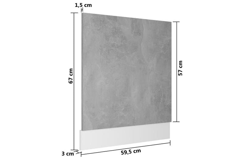 Oppvaskmaskinspanel betonggrå 59,5x3x67 cm sponplate - Grå - Hus & oppussing - Bygg - Gulv, vegg & tak - Gulv & veggkledning - Veggpanel & panelplate