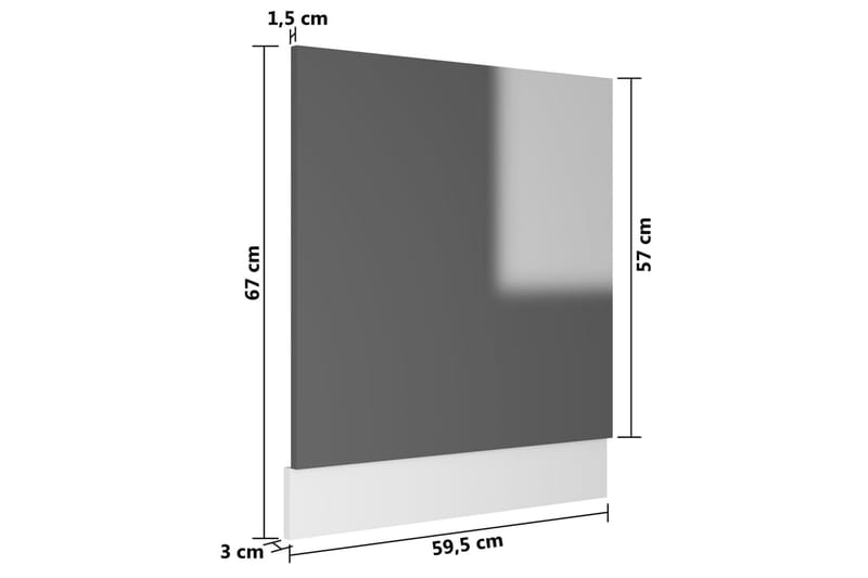 Oppvaskmaskinspanel høyglans grå 59,5x3x67 cm sponplate - Grå - Veggpanel & panelplate - Innvendig panel