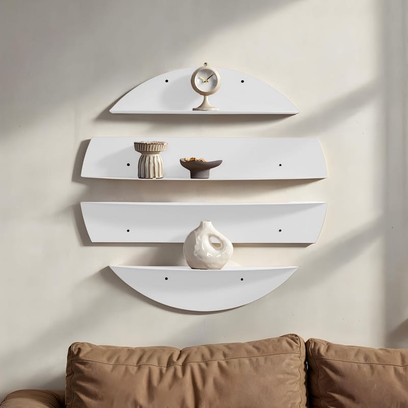 Zalvenn vegghylle 76 cm rund - Hvit - Oppbevaring - Hyller - Vegghylle