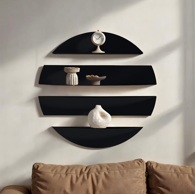 Zalvenn vegghylle 76 cm rund - Svart - Oppbevaring - Hyller - Vegghylle