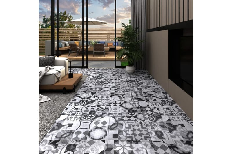 PVC gulvplanker 5,26 m² 2 mm grått mønster - Treheller & trefliser balkong - Vinylgulv & plastgulv - Gulvplater & plastplater