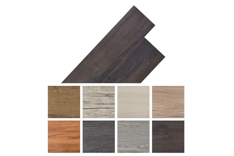 Selvklebende PVC gulvplanker 5,21 m² 2 mm mørkebrun - Brun - Hus & oppussing - Bygg - Gulv, vegg & tak - Gulv - Vinylgulv & plastgulv