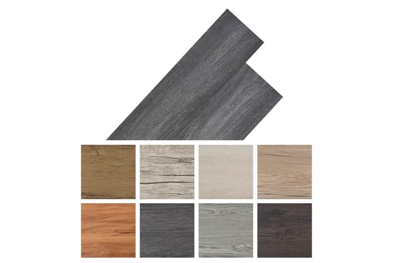 Selvklebende PVC gulvplanker 5,02 m² 2 mm svart og hvit - Treheller & trefliser balkong - Vinylgulv & plastgulv - Gulvplater & plastplater